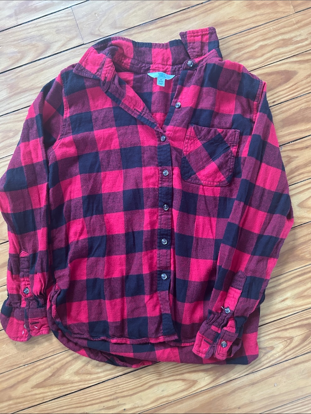 Red and Black Buffalo Plaid Button-Up Shirt